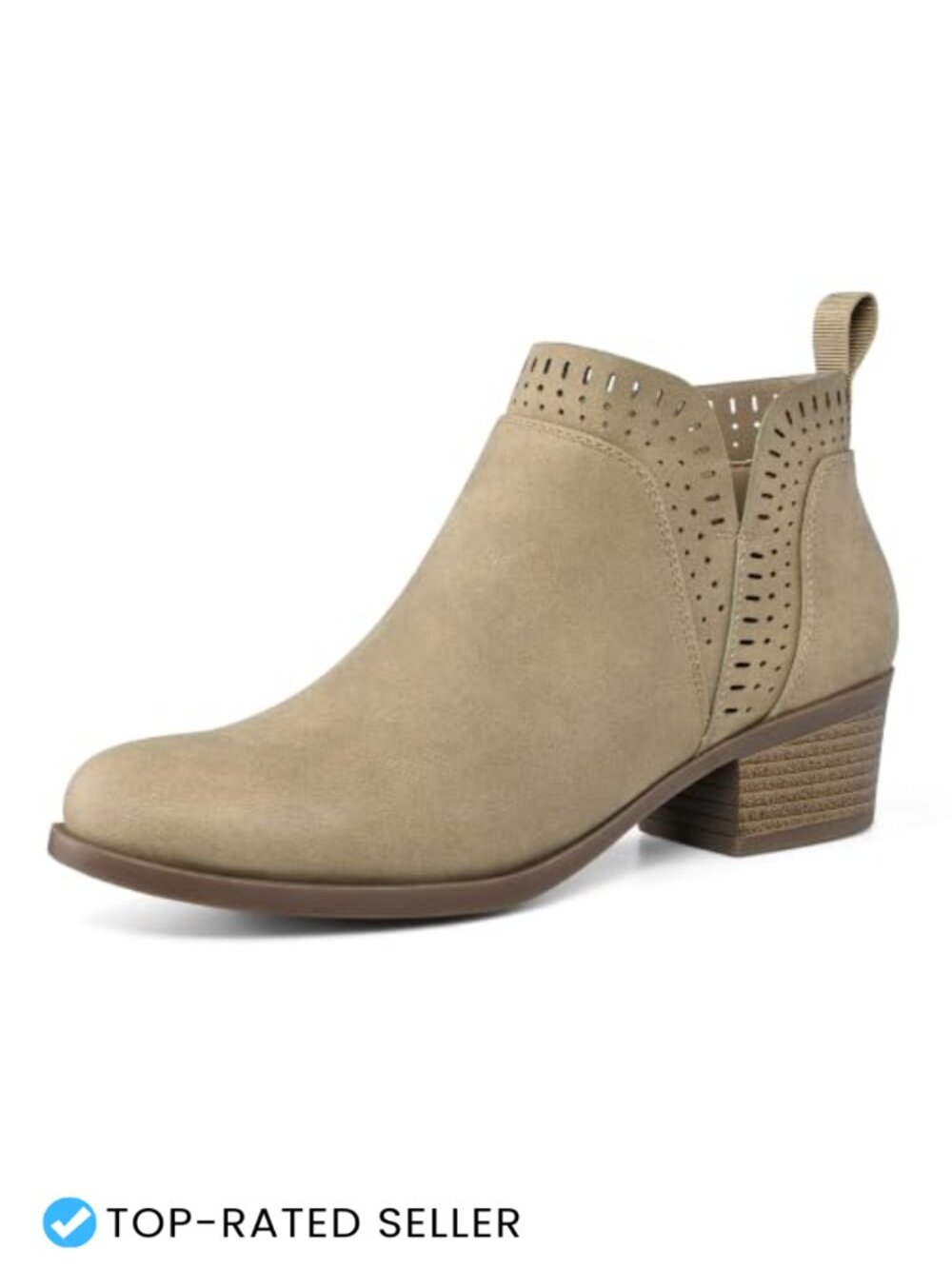 Women's Ankle Boots Chunky Block Heel Booties Side Zipper Round Toe